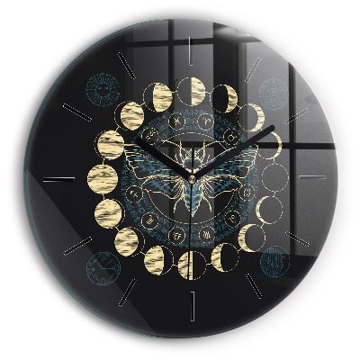 Phases de la lune et insecte Pendule murale ronde