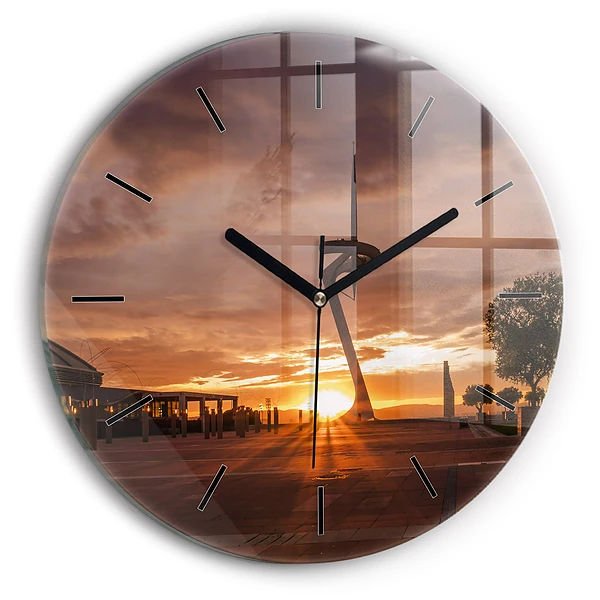 Parc olympique de Barcelone Horloge ronde en verre