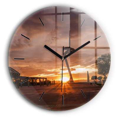 Parc olympique de Barcelone Horloge ronde en verre