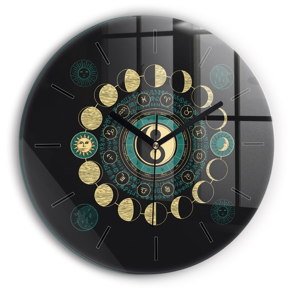 Phases de la lune Horloge ronde en verre