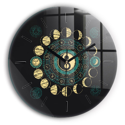 Phases de la lune Horloge ronde en verre