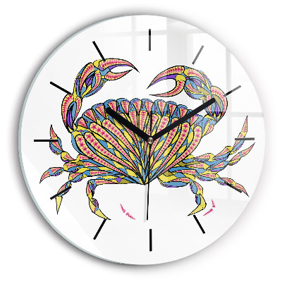 Crabe ethnique Horloge ronde en verre