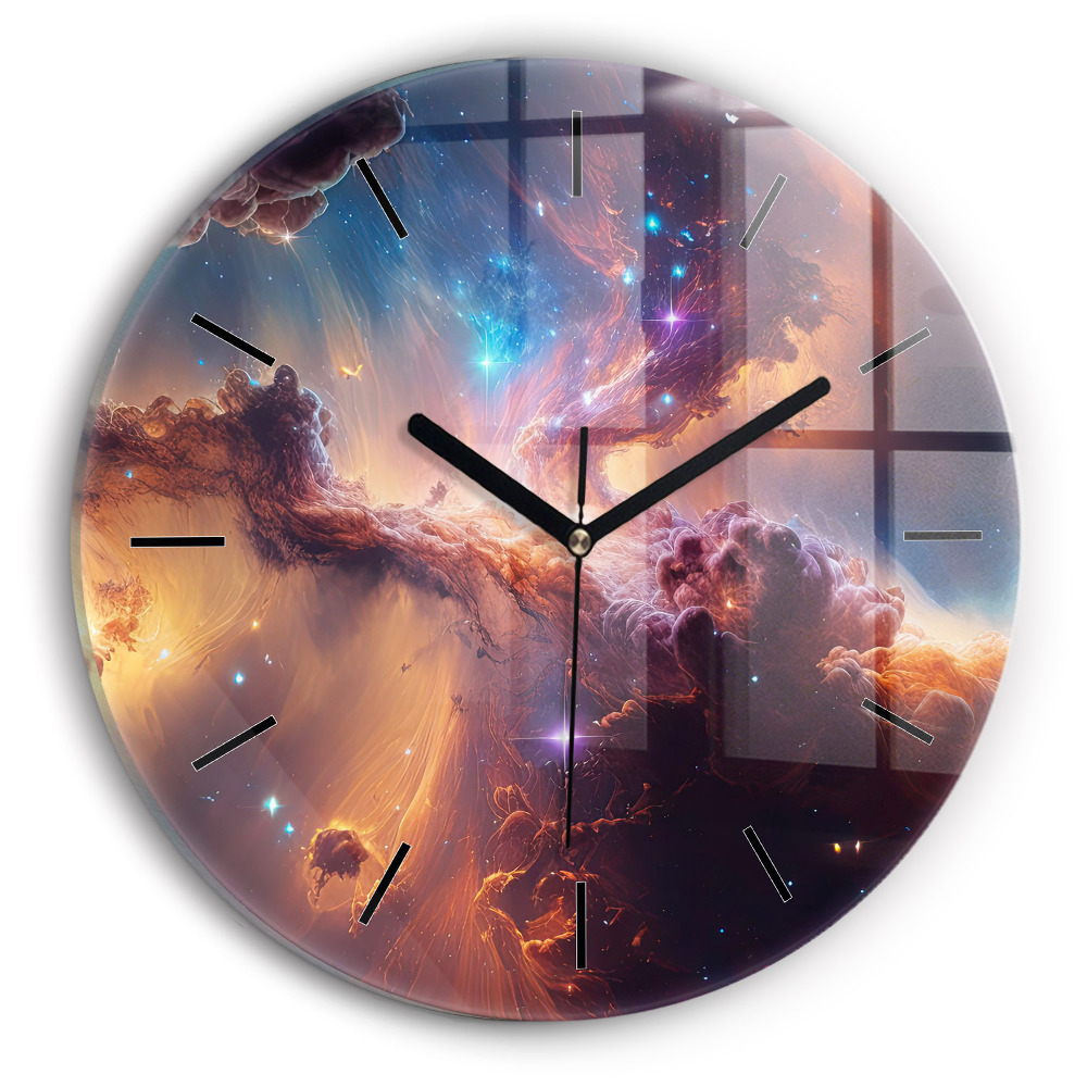 Monde cosmique d'étoiles Horloge ronde murale
