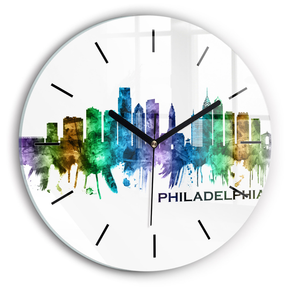 Philadelphie colorée Pendule murale ronde
