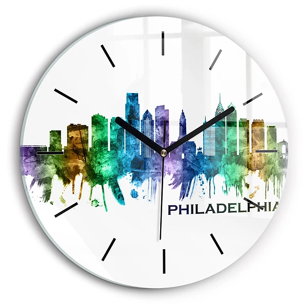 Philadelphie colorée Pendule murale ronde