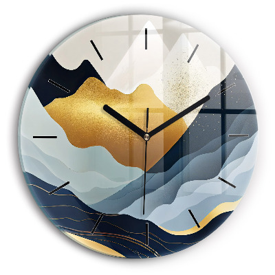 Montagnes abstraites Horloge ronde en verre