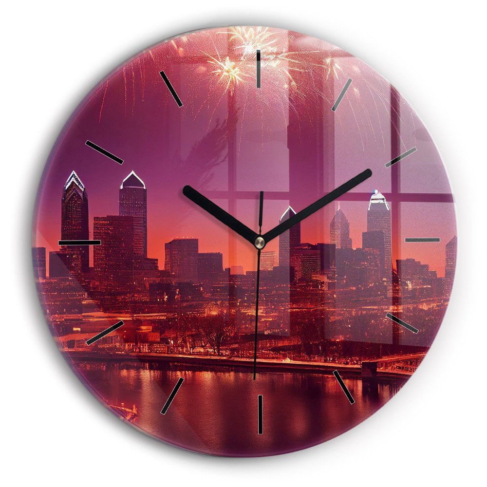 Ville de Philadelphie la nuit Pendule murale ronde