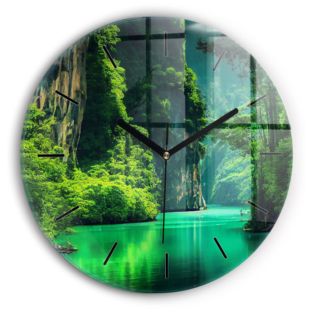 Paysage naturel de Thaïlande Horloge ronde en verre