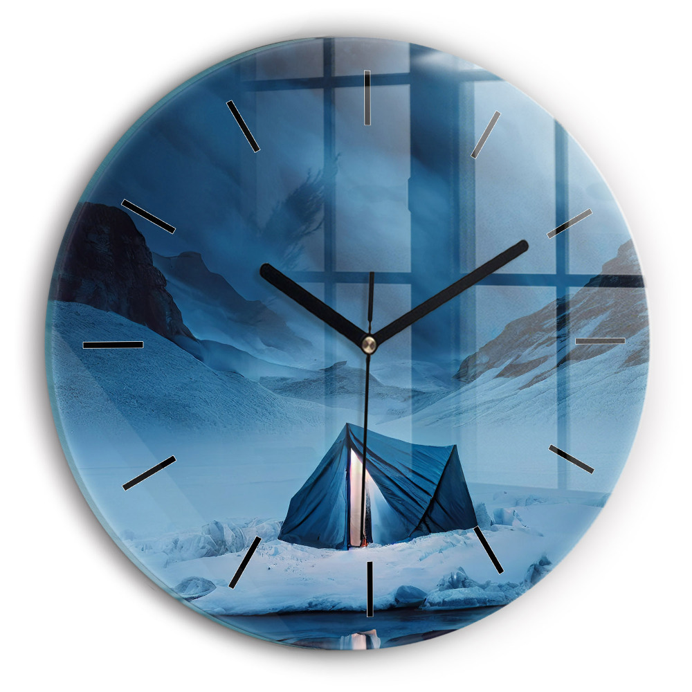 Tente dans les montagnes d'Islande Horloge ronde murale