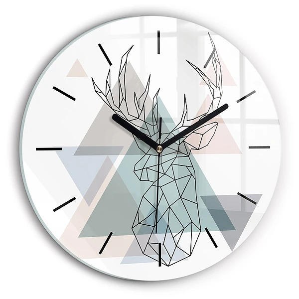 Renne style scandinave Horloge ronde en verre