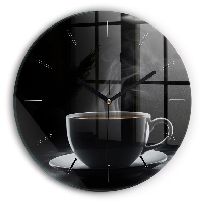 Tasse de café noir Horloge ronde