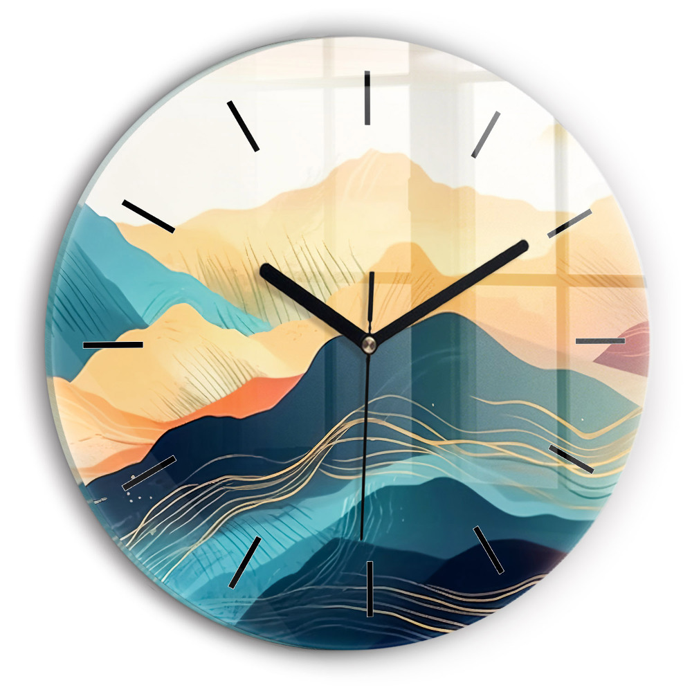 Paysage de montagne Horloge ronde murale
