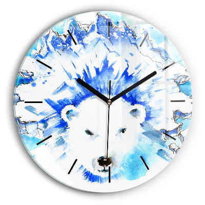 Ours sur fond de glace Pendule murale ronde