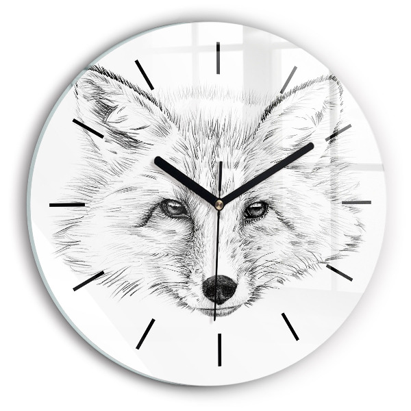 Tête de renard graphique Pendule murale ronde