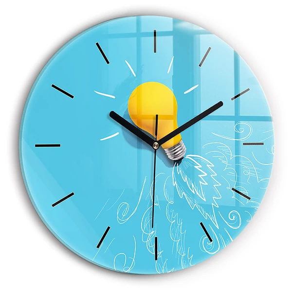 Dessin d'ampoule Horloge ronde en verre
