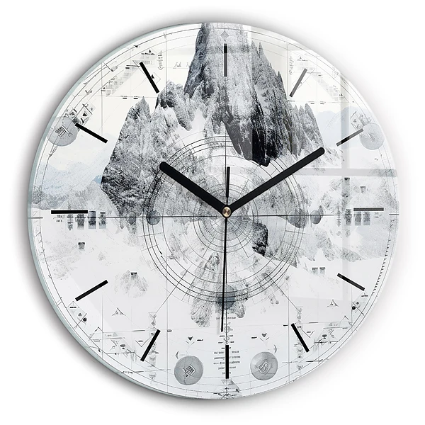 Dessin de montagnes Horloge ronde murale