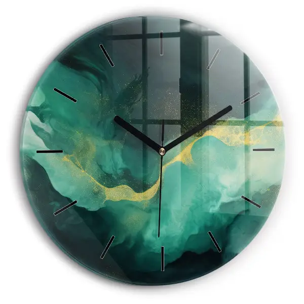 Marbre vert Horloge ronde en verre