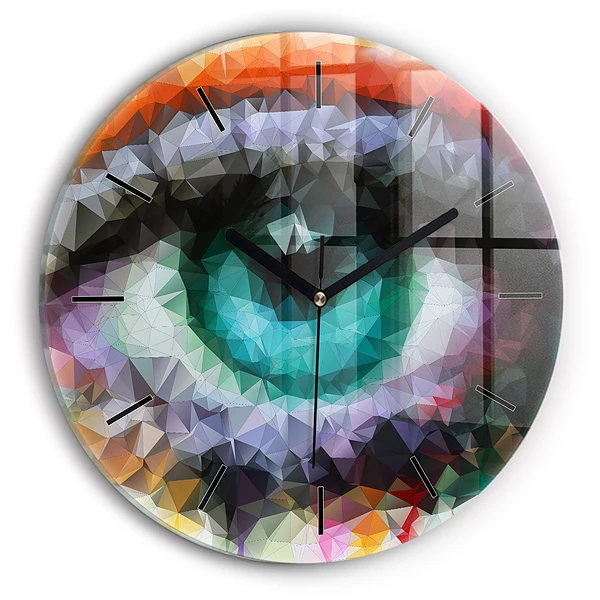 Œil humain coloré Horloge ronde en verre