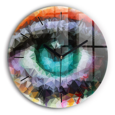 Œil humain coloré Horloge ronde en verre