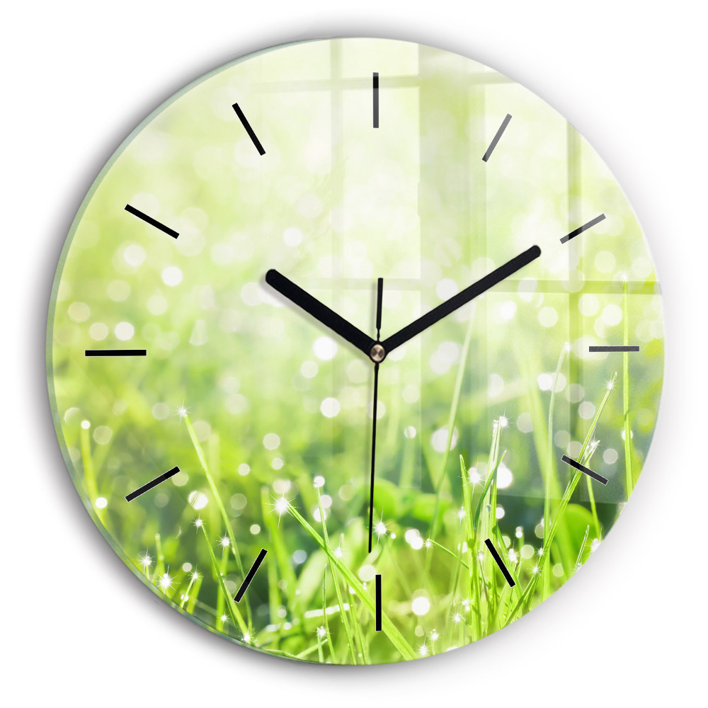 Herbe verte Horloge ronde murale