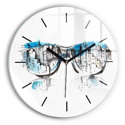 La ville en lunettes Horloge ronde murale