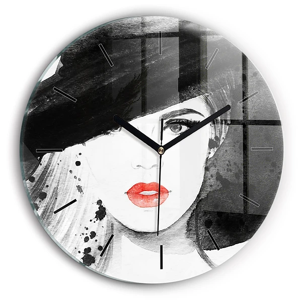 Femme au chapeau Pendule murale ronde