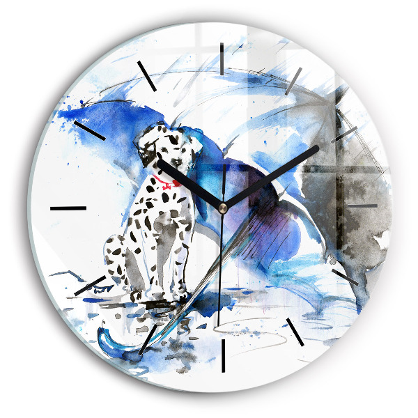Dalmatien et parapluie Pendule murale ronde
