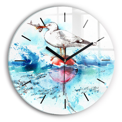 Mouette peinte Horloge ronde