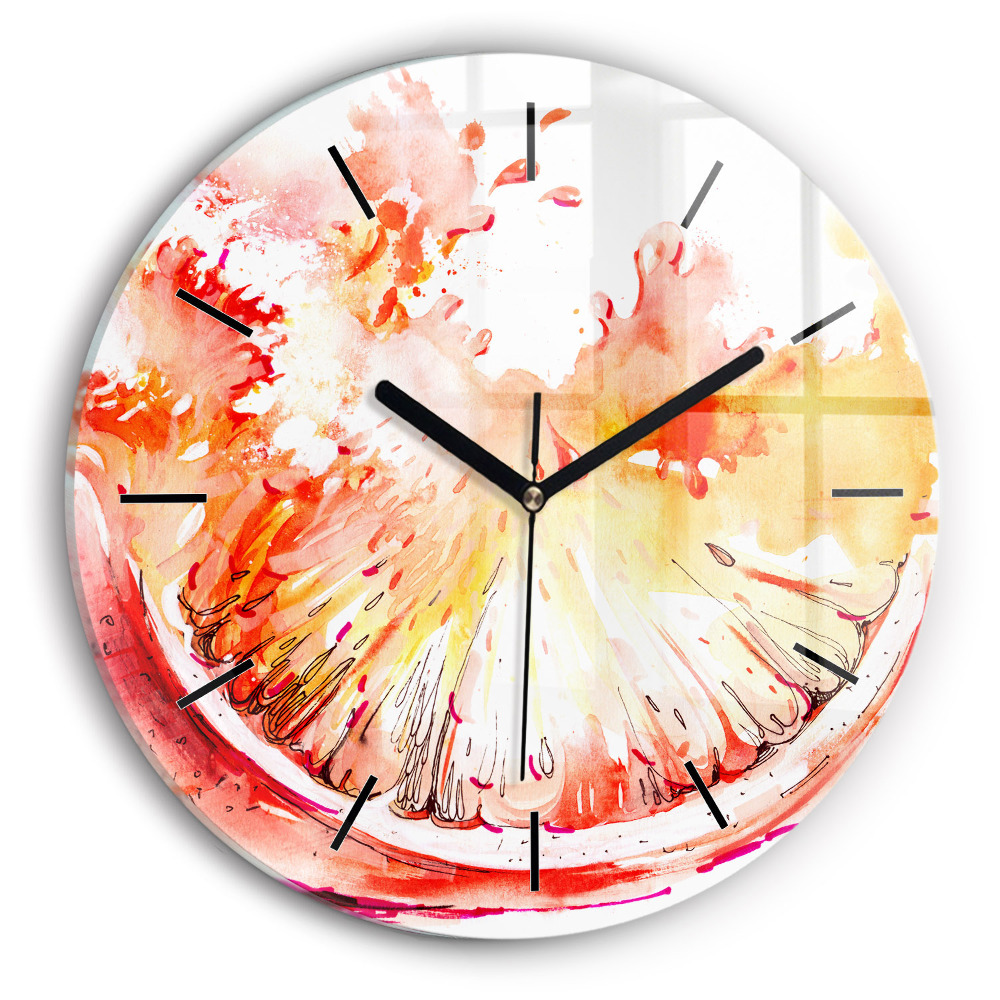 Orange peinte Horloge ronde en verre