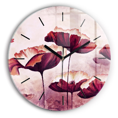 Fleur de coquelicot Horloge ronde en verre