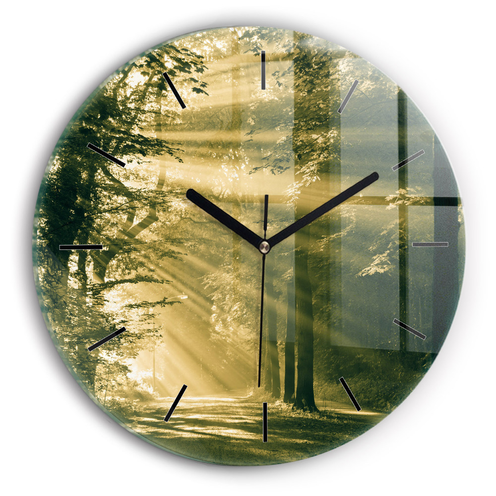 Rayons de soleil Forêt Horloge ronde murale