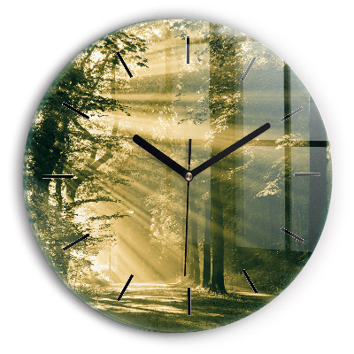 Rayons de soleil Forêt Horloge ronde murale
