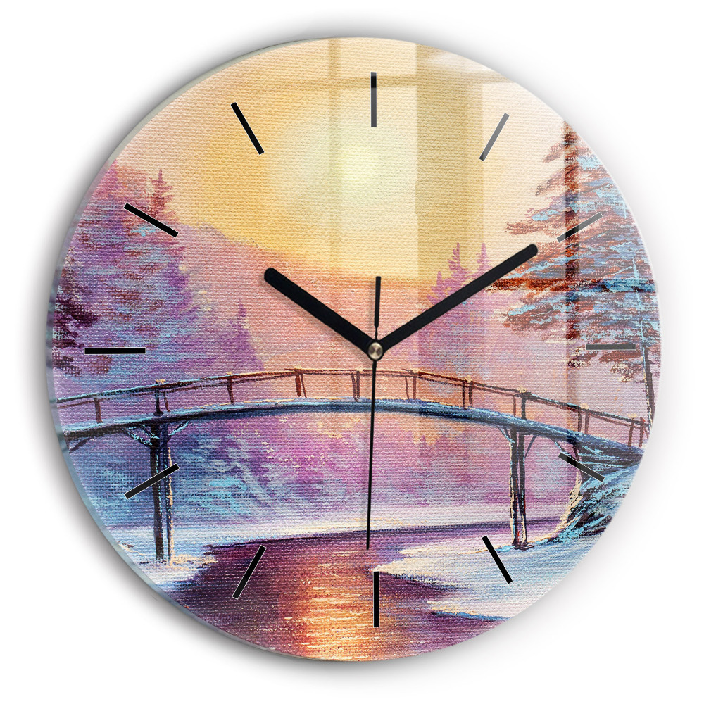 Arbre de Noël et pont Horloge ronde murale