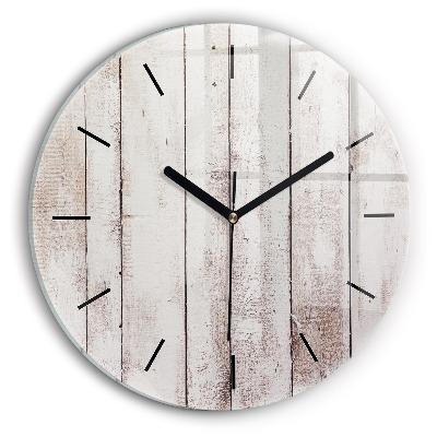 Planches de bois clair Horloge ronde murale