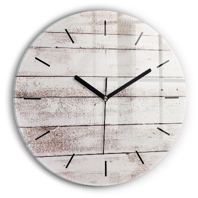 Planches de bois clair Horloge ronde en verre