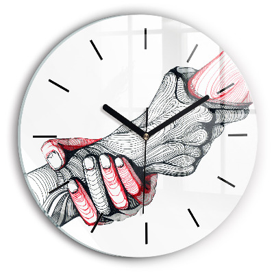 Main dans la main Horloge ronde murale