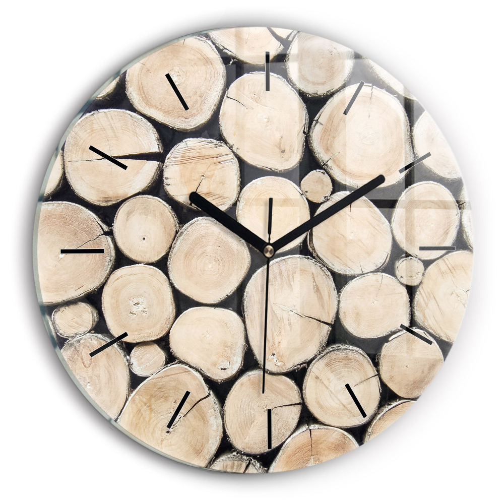 Tronc d'arbre coupé Horloge ronde en verre