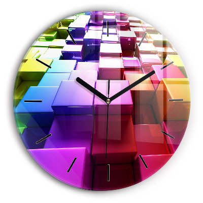 Cubes colorés Pendule murale ronde