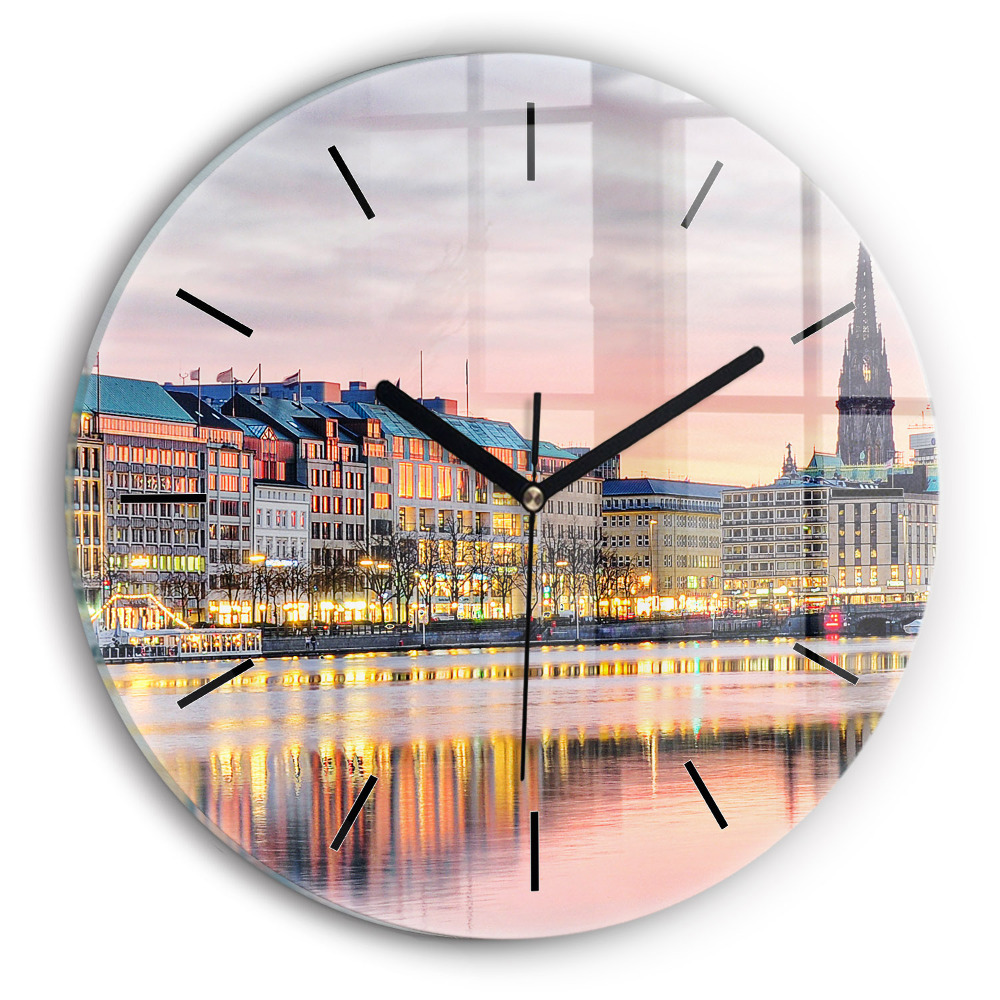 Alster à Hambourg Horloge ronde murale