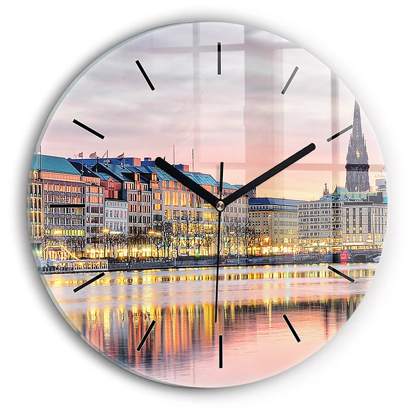 Alster à Hambourg Horloge ronde murale