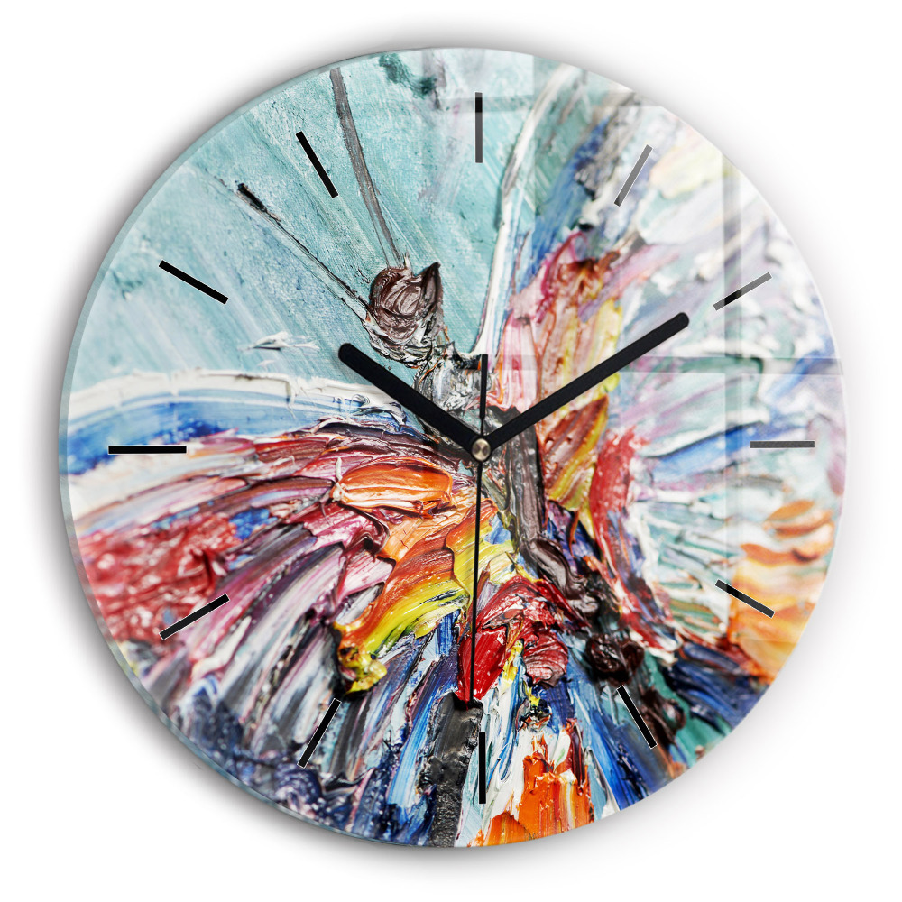 Fragment de peinture à l'huile Horloge ronde en verre