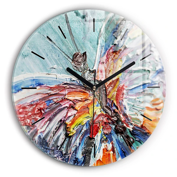 Fragment de peinture à l'huile Horloge ronde en verre
