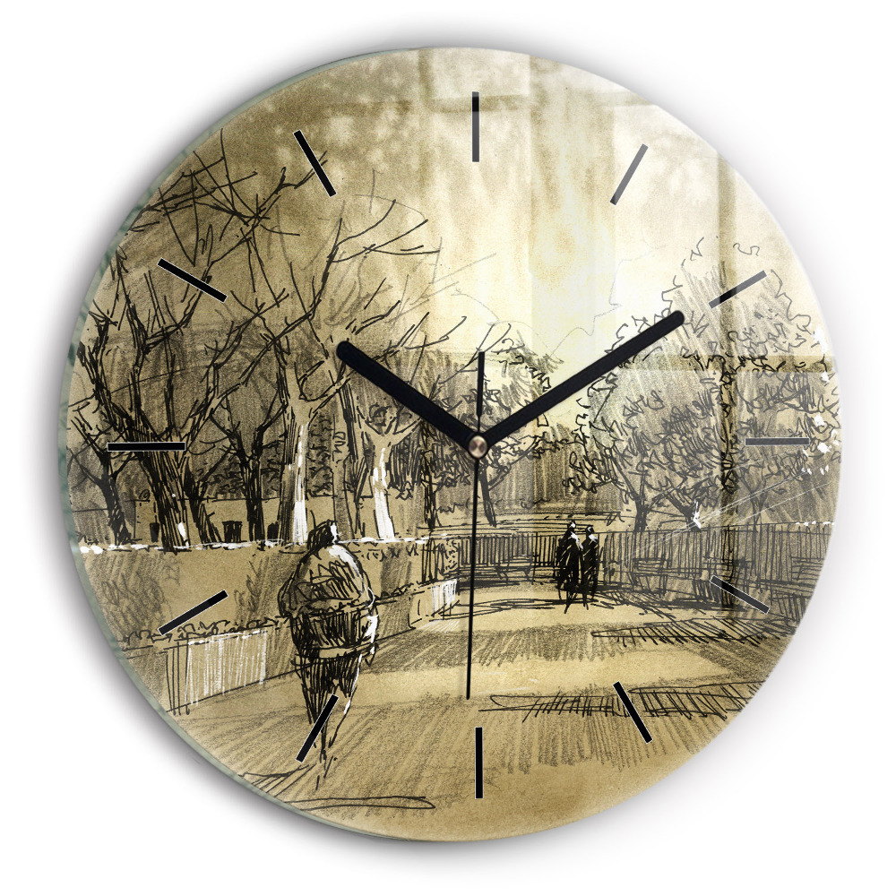 Parc et arbres en sépia Horloge ronde murale