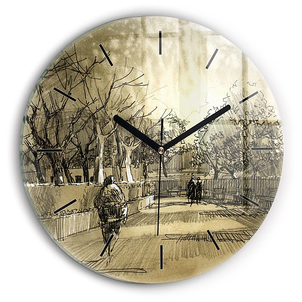 Parc et arbres en sépia Horloge ronde murale