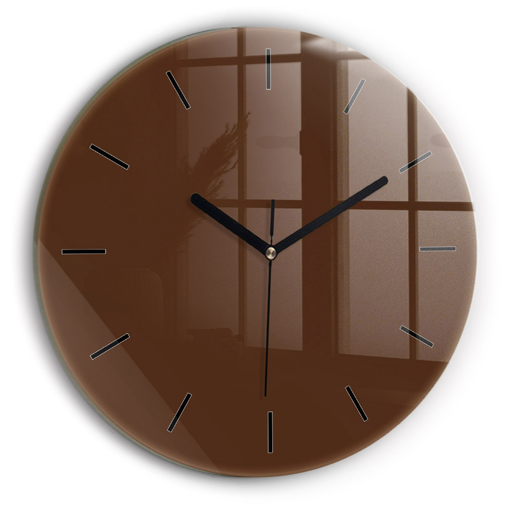 Marron Horloge ronde en verre