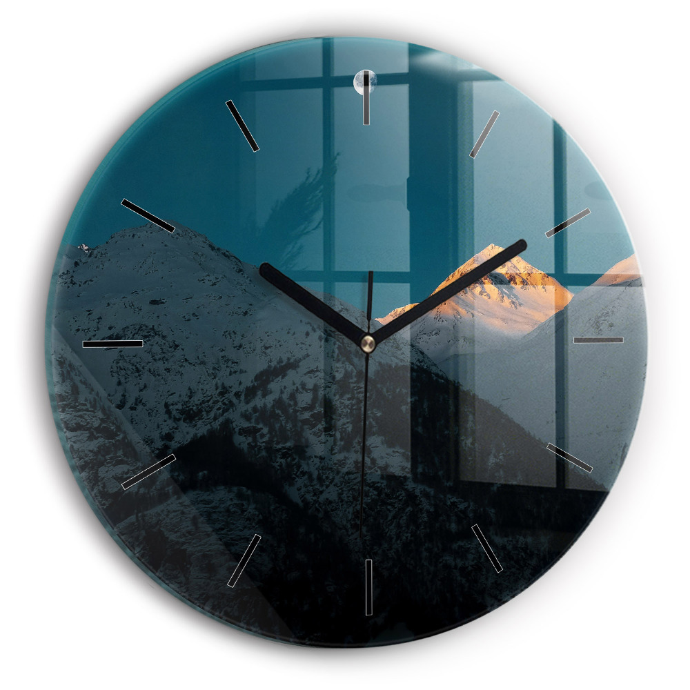 Coucher de soleil dans les montagnes Horloge ronde murale
