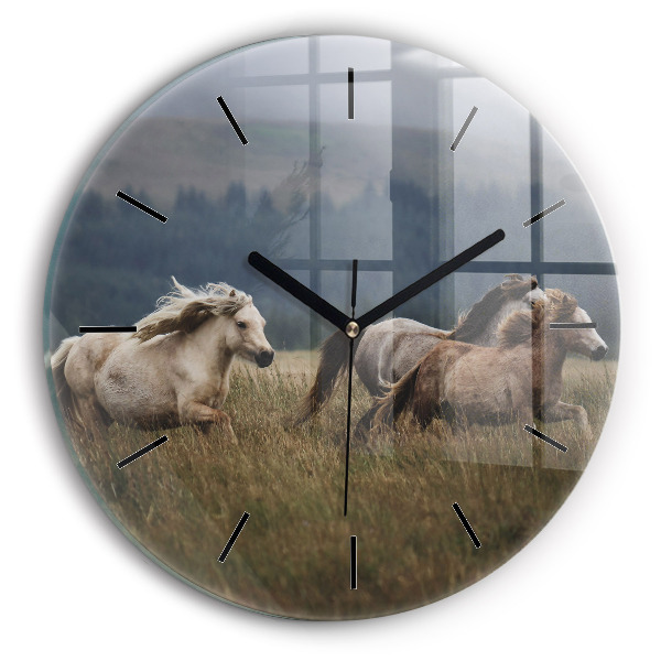 Chevaux au galop Horloge ronde