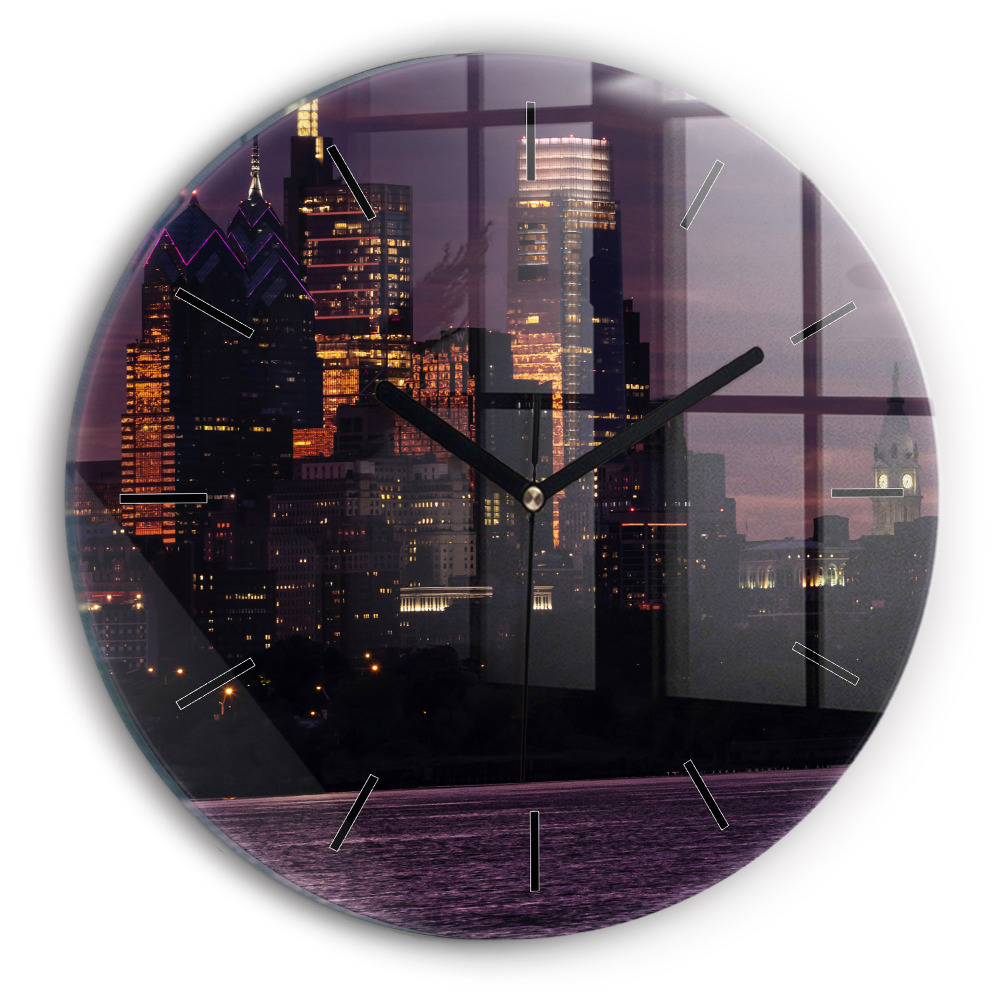 Ligne d'horizon de Philadelphie Horloge ronde