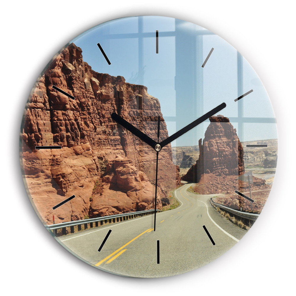 Route 66 aux États-Unis Pendule murale ronde