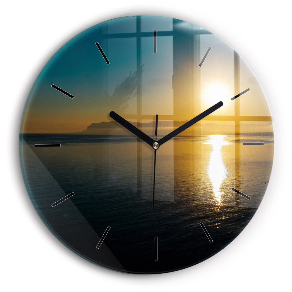 Paysage de lever de soleil Pendule murale ronde